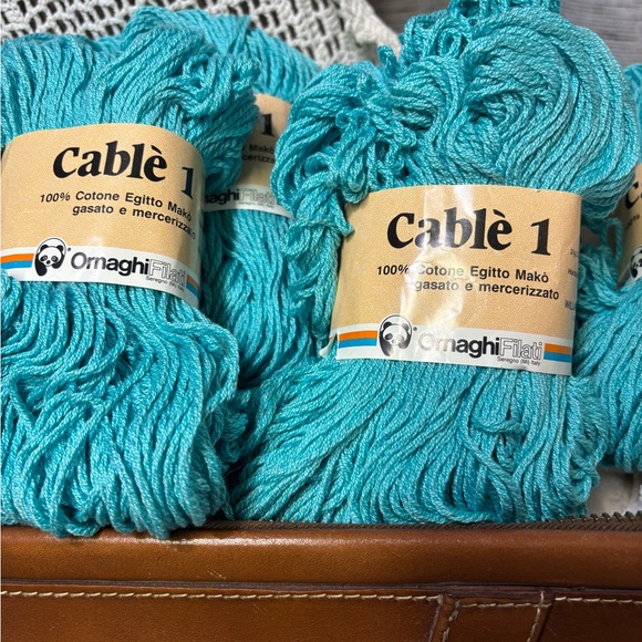 Vintage “Ornaghi Filati” Egyptian Cotton made in Italy. 7 Skeins, color: Teal - Picture 4 of 6